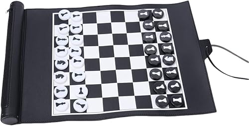 Viaje tradicional tablero de ajedrez de cuero de PU juego de ajedrez portátil internacional juego de ajedrez con bolsa de almacenamiento de ajedrez