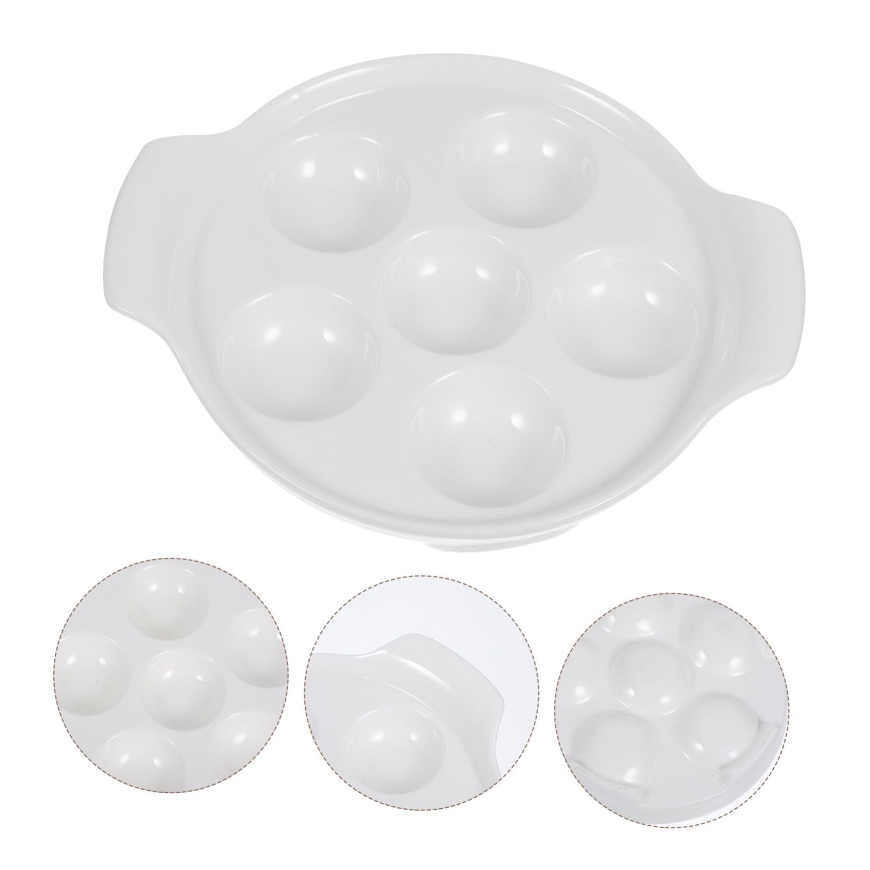 NUOBESTY Platos de Aperitivo de Cerámica Doble Oreja 18 Cm Porcelana Resistente Alta Temperatura para Caracoles Mariscos Cocina Hogar Pack 4 Unidades