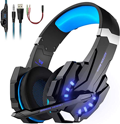 OCDAY Gaming Headset PS4 G9000 mit Mikrofon, Audiokabel, Stereo-Audio-Bass und LED-Taschenlampe PC Gaming Headset für PS4/Xbox Ones/Nintendo Switch etc.