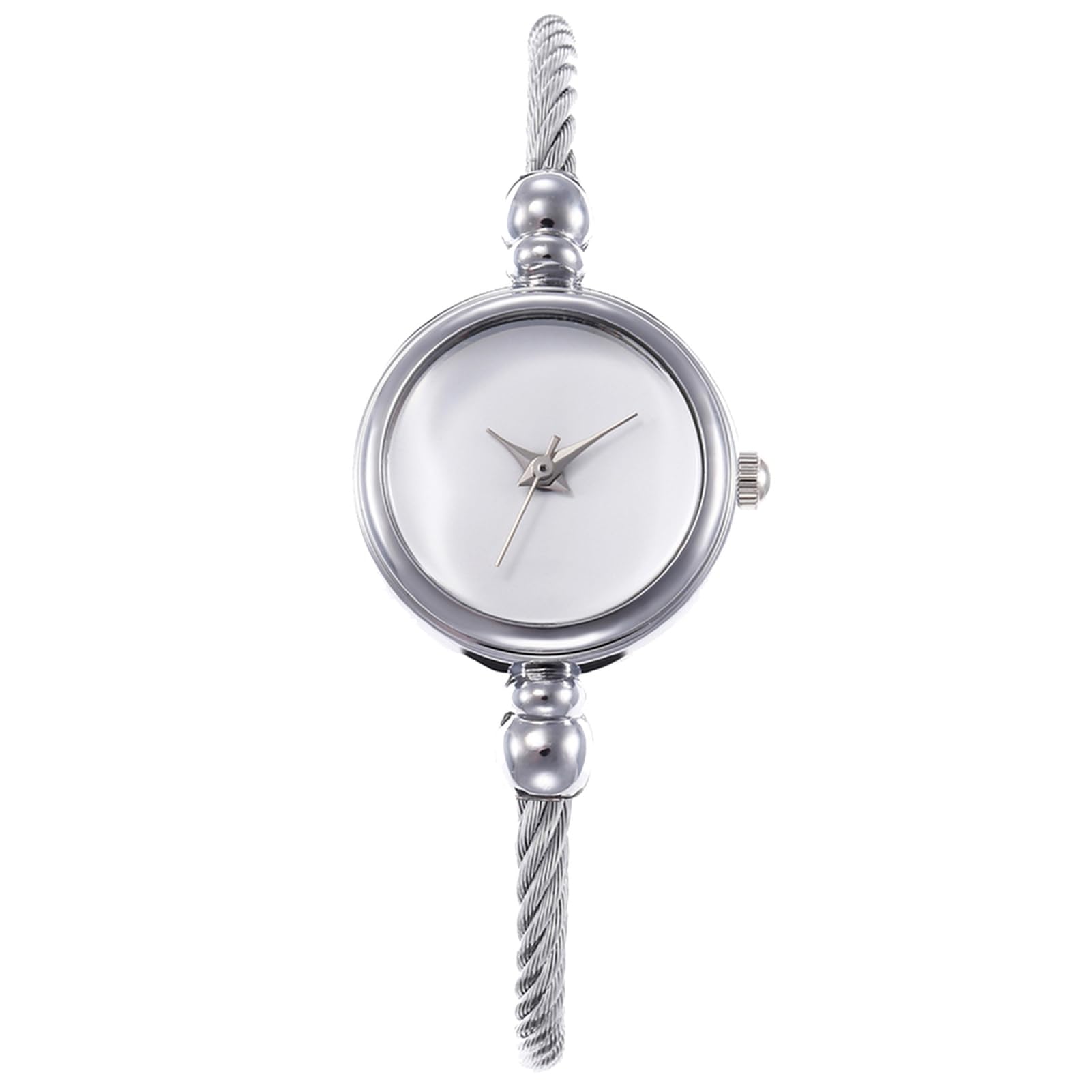 matumou Fashion Women No Scale Round Alloy Wire Band Bangle Quartz Wrist Watch