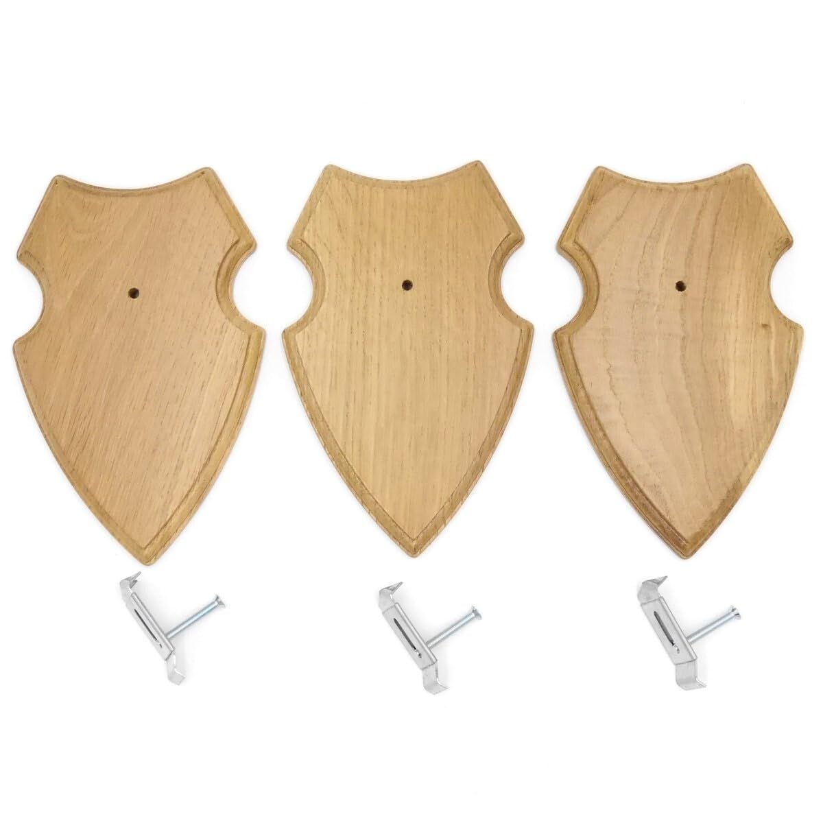 AF Coat of Arms 19 x 12 cm Deer Sign Trophy Shield with 1 Pine Compartment in Light Oak Ear Clip Pack of 3