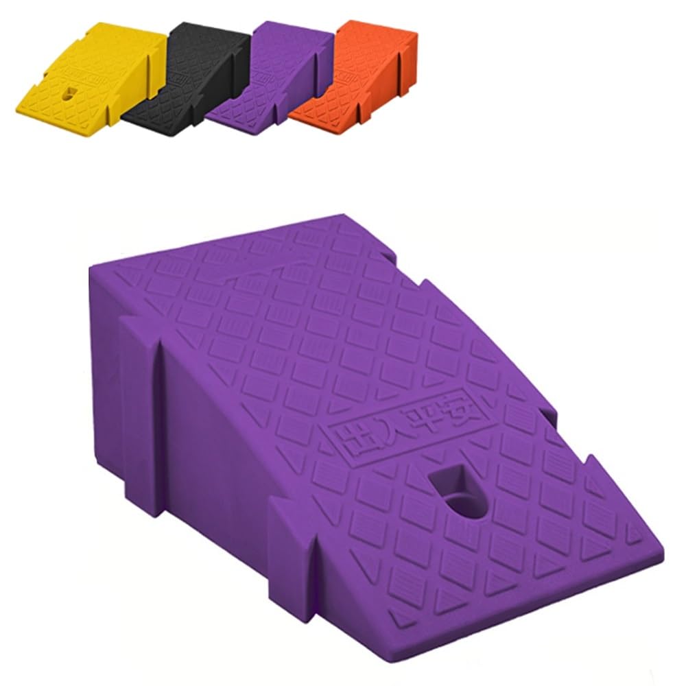 40/45cm Hauteur, Rampe De Bordure en Caoutchouc, Rampes De Trottoir Portable Rampe D'entrée Antidérapante pour Fauteuil Roulant, Voiture, Chariot(Purple,7.5" Rise-45x25x19cm)