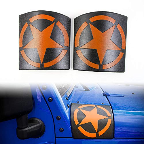 JeCar Cowl Body Armor Jeep Cowl Cover Side Guards for 2007-2017 Jeep Wrangler JK & Unlimited - Pair(Orange)
