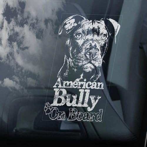 Madcolitote American Bully on Board Auto-Fensteraufkleber, Vorsicht vor dem Hund, Bullterrier, Vinyl, gestanzt, lustiger Stoßstangen-Aufkleber, Geschenk für Hunde und Haustiere