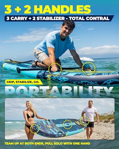 Image of Skatinger 11'6x35 inch Super Wide Inflatable Paddle Board, Ultra Stable Stand Up Paddleboards for 450lb /3 People /Family /Big Size w /Shoulder Strap, 100L Backpack, Ultra-Light All-Round Sup Board