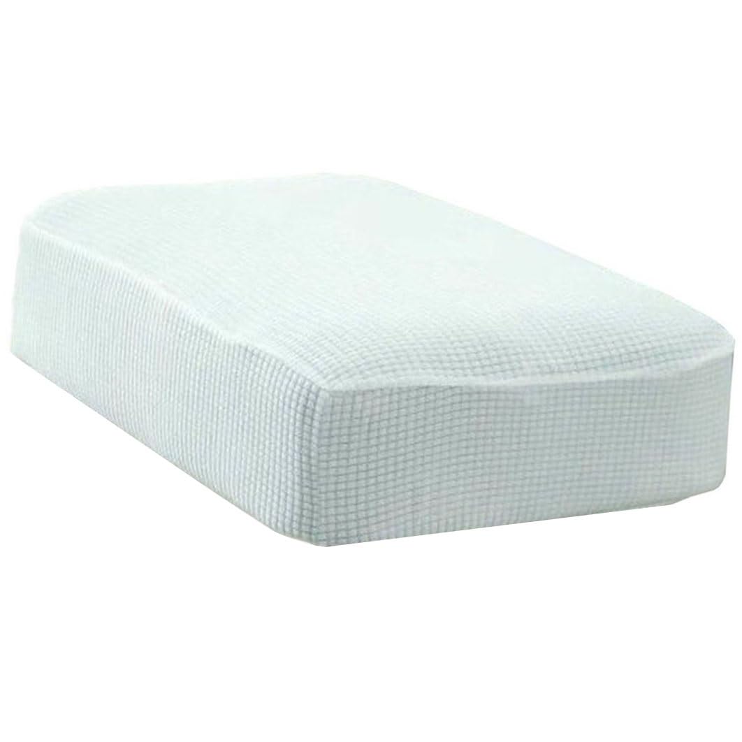 Stool Covers Rectangle,Stretch Rectangle Bar Stool Covers Corduroy Jacquard Vanity Stool Cover Washable Counter Stool Covers Bar Stool Seat Covers Saddle Seat Cover With Elastic Bands ( Color : White