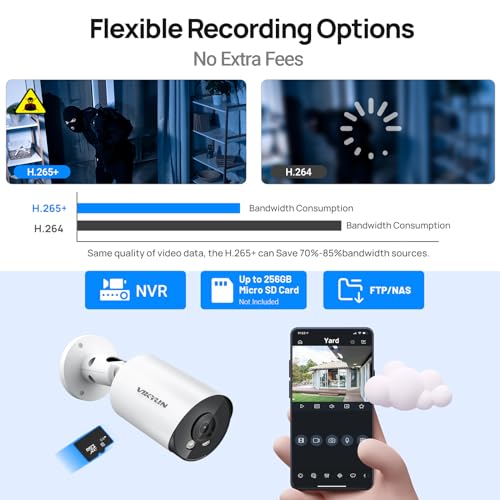 Image of VIKYLIN 5MP Bullet PoE IP Camera Outdoor, 5MP Bullet Security Camera with Human Vehicle Detection, 2.8mm Lens, 98ft IR Night Vision, Built-in Mic, MicroSD 256GB,WDR, IP67, Blue Iris, NDAA Compliant
