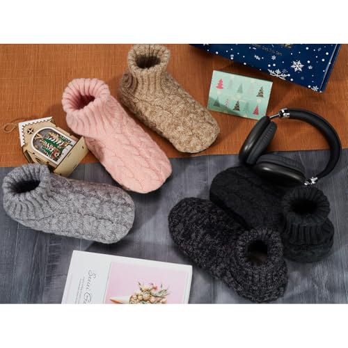 LEMZONE Womens Fuzzy Slipper Socks with Grippers Winter Warm Indoor Sherpa Lined House Socks4