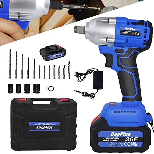 AUTOFU 420 N.m Bürstenloser Akku Schlagschrauber, Akku Bohrschrauber, Akkuschrauber 1/2 Zoll Vierkant mit 2x Akku…