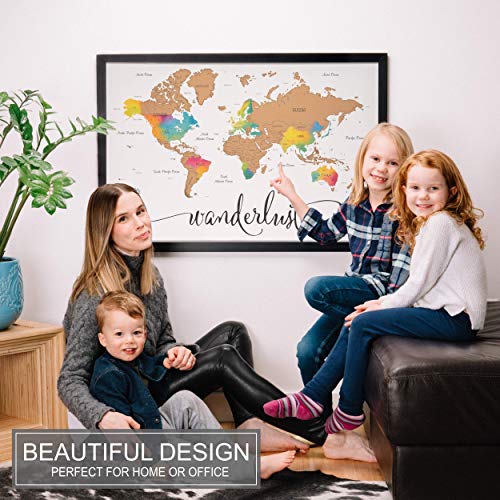 Scratch Off Map of The World | Deluxe Watercolor Wanderlust Edition | XL Size 36