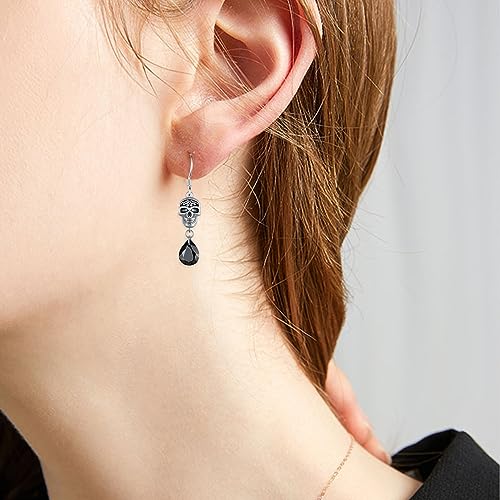 Boucles d'oreilles pendantes squelette anti-allergie argent - 6