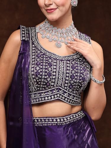 Image of Stylum Women's Embroidered Readymade Silk Lehenga Choli With Dupatta