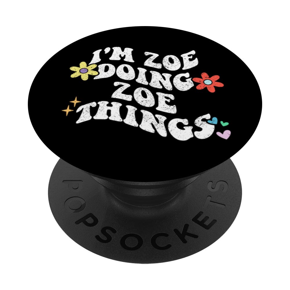 Retro Groovy Im ZOE Doing ZOE Things Funny Mother's Day PopSockets Swappable PopGrip