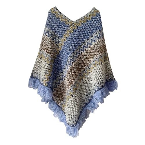 Image of Women's V Neck Poncho Soft Cape Fashion Off The Shoulder Knit Sweater Spring Loose Convertible Knitwear