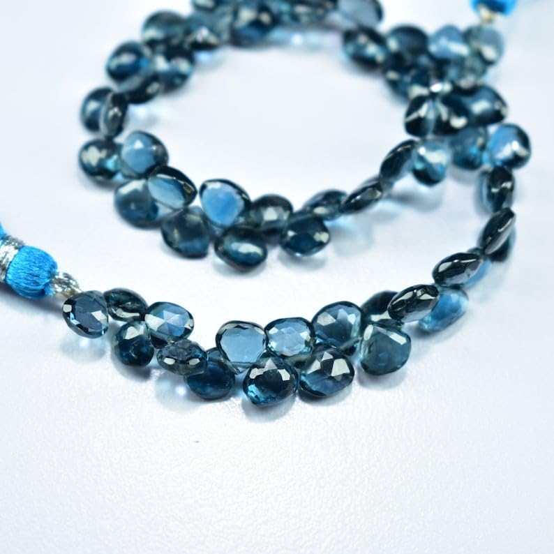 Perles topaze bleue naturelle de Londres 5.5-6.5mm pour fabrication de bijoux