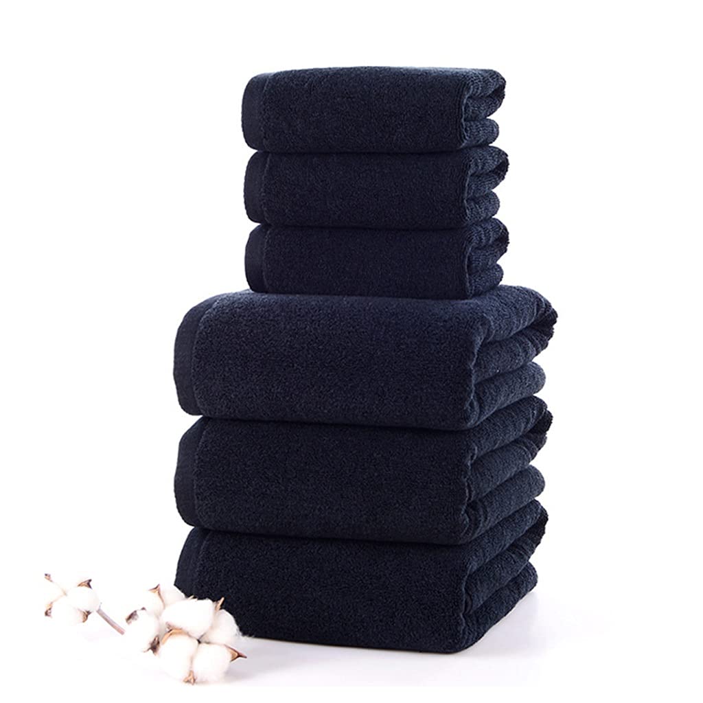 6pcs Set Black White Cotton Bath Towel Set Thick Face Shower Towels for Home Bathroom Hotel Adults Kids