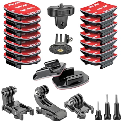 Wilist Helmet Mount for GoPro Go Pro Curved Flat Adhesive Sticky Mounts Quick Release Buckle Tripod Adapter Hero 13 12 11 10 9 8 7 6 5 4 3 2 1 Max Insta 360 DJI Osmo Action Camera Accessories Kit
