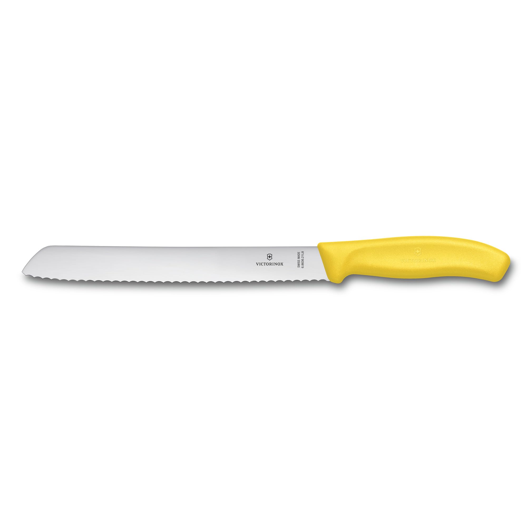 Victorinox Swiss Classic, Professional bread knife, Extra sharp blade, Serrated edge, 21 cm, Robust plastic handle, Stainless steel, Yellow