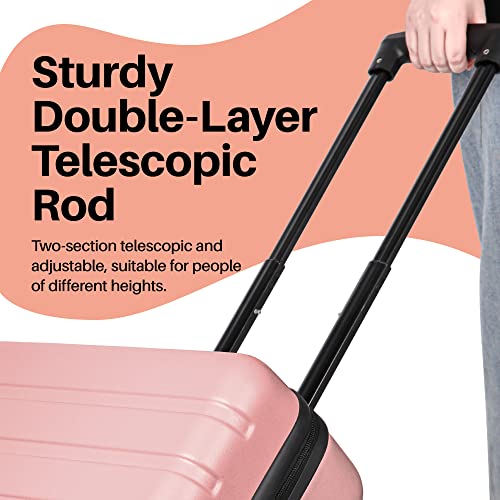 Anyzip Carry On Luggage 21" Hardside Pc Abs Lightweight Usb Suitcase With Wheels Tsa Lock Pink #TOP5