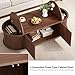 HSH Oval Coffee Table with Storage, 47” Modern Coffee Table with Press Type Door, Fluted Living Room Tables with 2 Flip-Top Hidden Lids, Wood Center Table for Living Room, Office,Walnut