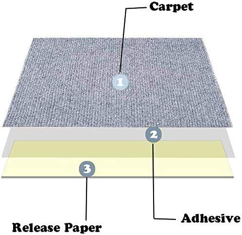 Carpet Tiles Peel And Stick - Multi-Purpose Floor Mat For Home And Pets, Non-Slip, Vacuum Safe, Self Adhesive Carpet Floor Tile, 12 Tiles/12 Sq. #TOP2