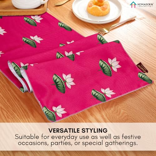 Image of HOMADORN Premium Digital Printed Table Runner - Double Layered Durable Fabric, Elegant Dining & Coffee Table Decoration, Fade-Resistant Prints, Easy Care (13x72 Inches ( 6 Seater), Lotus Bloom)