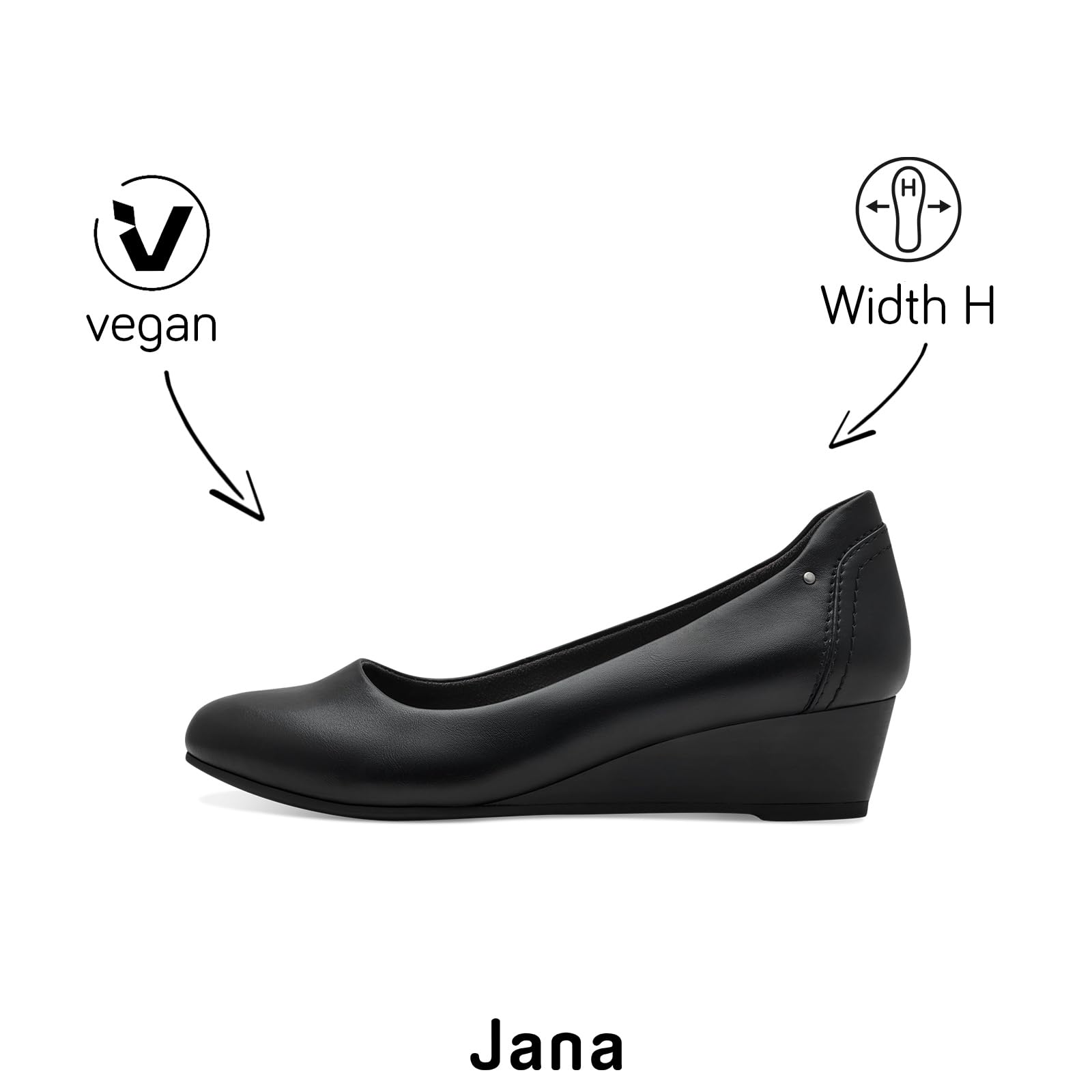 Jana Damen Pumps mit Keilabsatz Vegan