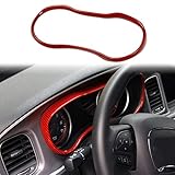 crosselec Carbon Fiber Dashboard Meter Panel Frame Cover Trim Interior Decoration Accessories for Dodge Charger 2015-2021 (Red)