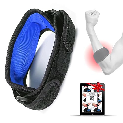 CompaSJ 1 Und Cinta Codo Tenista - Coderas para epicondilitis,ajustable Cinta de compresión para el codo. Codera epicondilitis tendinitis,Cintas para codo de tenista,Cricket. Unisex,Negro y Azul
