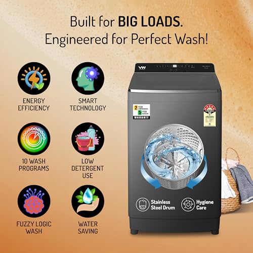 Image of VW V9 UltraSpin 9 Kg 5 Star Fully-Automatic Top Loading Washing Machine (Grey)