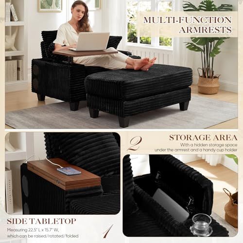 Sillón Plegable Comodo Negro miniatura 3