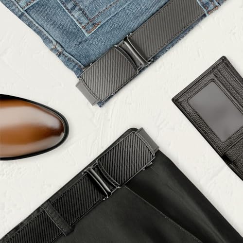 Image of DOOPAI Men's 2 Pack Ratchet Dress Belt - Adjustable 1 3 /8 inch Genuine Leather, Size Length Can Be Cut, With Gift Box