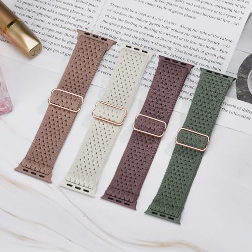 Image of 4 Pack Stretchy Solo Loop Compatible with Apple Watch Bands Women Men | 38mm 40mm 41mm 42mm 44mm 45mm 46mm 49mm Sport Nylon Elastic Straps, Wristbands for iWatch Series 11 10 9 8 7 6 5 4 Ultra /SE 3