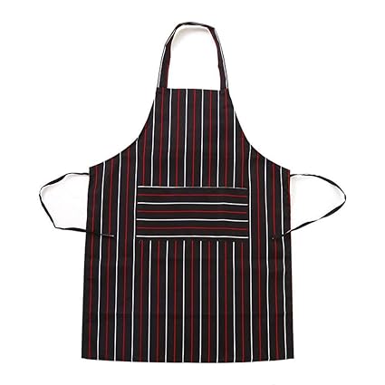 SYGA 1 Piece Unisex Kitchen Apron Cotton Linen Strip BBQ Cooking Baking Catering Apron_RedLining