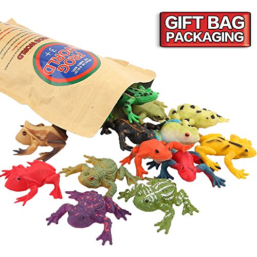 Valefortoy Frog Toys,12 Pack Mini Rubber Frog Sets,Super Stretches Material Tpr With Gift Bag, Realistic Frog Figure Toys For Boy #TOP3