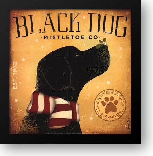 Black Dog Mistletoe 16x16 Framed Art Print by Fowler, Stephen
