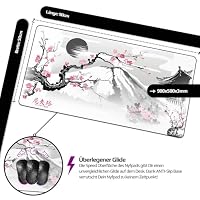 Nyfter - XXL Gaming Mauspad Sakura Weiß 900 x 500mm Premium Fuji Mousepad Size Groß vernähte Kanten langlebig mit high-end Glide und Anti-Rutsch – Ansicht 4