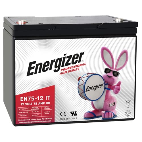 Image of Energizer EN75-12IT, 12 Volt 75 Amp Hr, Long Lasting Sealed Lead Acid AGM Rechargeable Battery Ideal For Use In Wheelchairs, Electric Scooters, Sump Pumps, and more