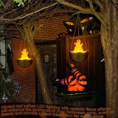 Image of 2 Pcs Halloween 3D Fake Fire Lamp 110vArtificial Hanging LED campfire Light
