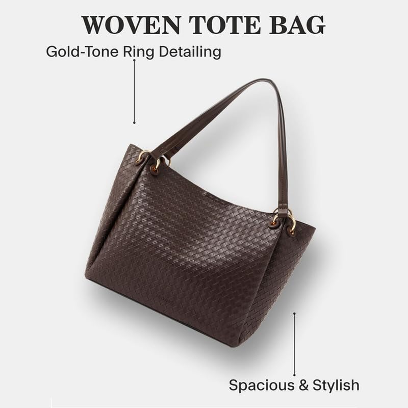 Image of Accessorize London Women's Chocolate Brown Woven Shoulder Bag