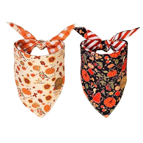Crowned Beauty DB127-L Fall Dog Bandanas Reversible Large 2 Pack cover