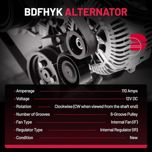 Image of BDFHYK Alternator 11609 Compatible With Hyundai Veloster 2013-2017 1.6L l4,Compatible With Kia Forte Koup /Forte5 /Rio /Soul 2012-2017 1.6L l4 Replace 11609N,373002B760,373002B760RU,2616559,208-794,10136 | For Kia Soul 1.6L l4 2012-2016, Rio 1.6L l4 2014-2017 12V 110A 6-Groove Pulley Clockwise, OE 11609N, 11086, 10136, 443252