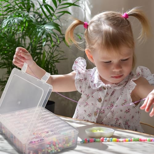Image of Nsmykhg Bead Organizer Box, 60Pcs Clear Plastic Bead Storage Containers, 2 Large Craft Storage Boxes with Hinged Lid, Mini Storage Box for Jewelry Making, Crafts, Screws, Small Parts, DIY Projects
