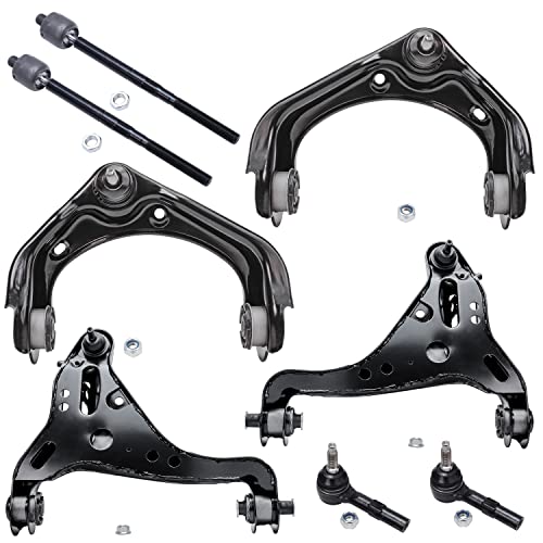 Image of Detroit Axle - 8pc Front End Control Arms Kit for Ford 06-10 Explorer Sport Trac Mercury Mountaineer, 4 Lower & Upper Control Arms + Ball Joints 4 Tie Rod Ends 2006 2007 2008 2009 2010 Replacement