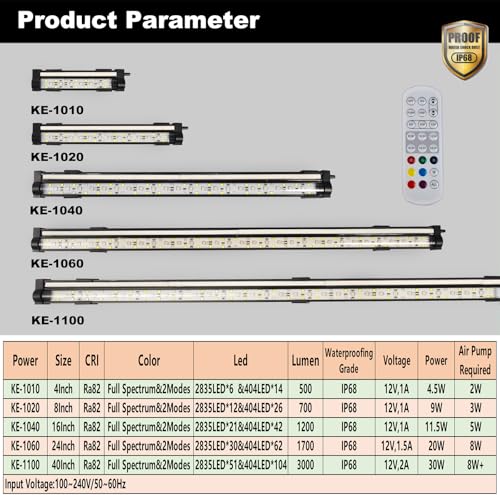 Image of Carefree Fish Aquarium 24 /7 Mode Timer Submersible LED Light Full Spectrum CRI 82~85 Tank Underwater Light & Nanometer Materials Air Stone 3Ft Tubing Waterproof Rating IP68 (No Included Air Pump)