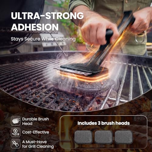 ThermoMaven Bristle-Free BBQ Grill Brush w/ 3 Replaceable Heads (Black) - image 8