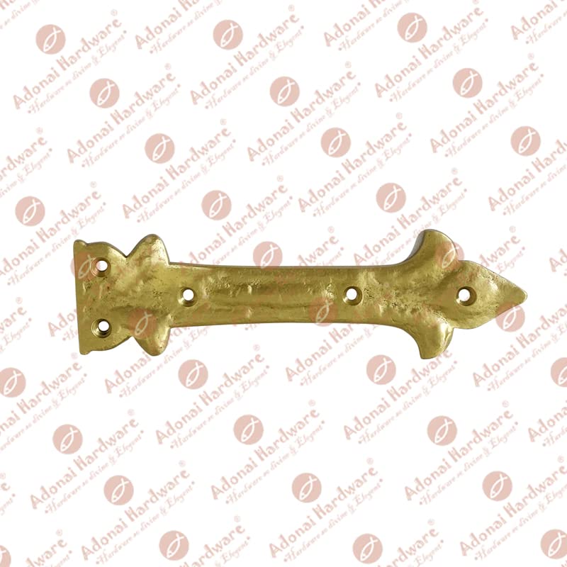 Image of Adonai Hardware Adonijah Brass Strap False or Faux or Dummy Hinge Front (6.5 inch x 4 Pack, Satin Brass) for Barn Doors, Gates, Cabinets, Wooden Box, Furniture, Chest, Trunks and Sheds