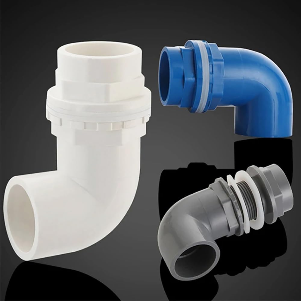 1 Stück 20–50 mm PVC-Aquarium-Ablaufgarnitur mit 90°-Winkelstück – for Überlauf- und Zulaufrohre in Aquarien und Wassersystemen(Black,40mm)