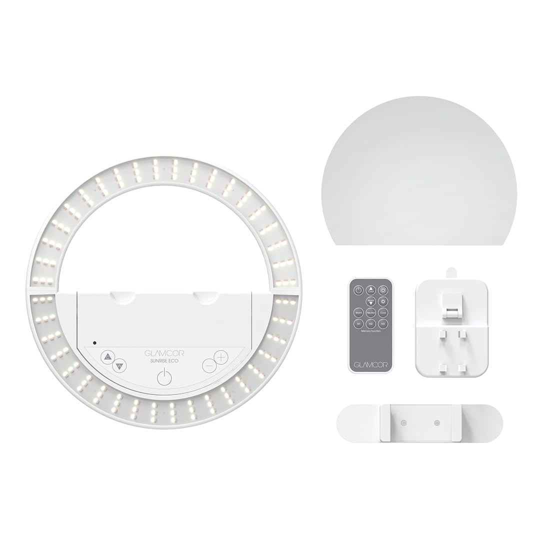 GLAMCOR Sunrise ECO Plus Pro Kit | Professional Portable and Foldable LED Ring Light (White)
