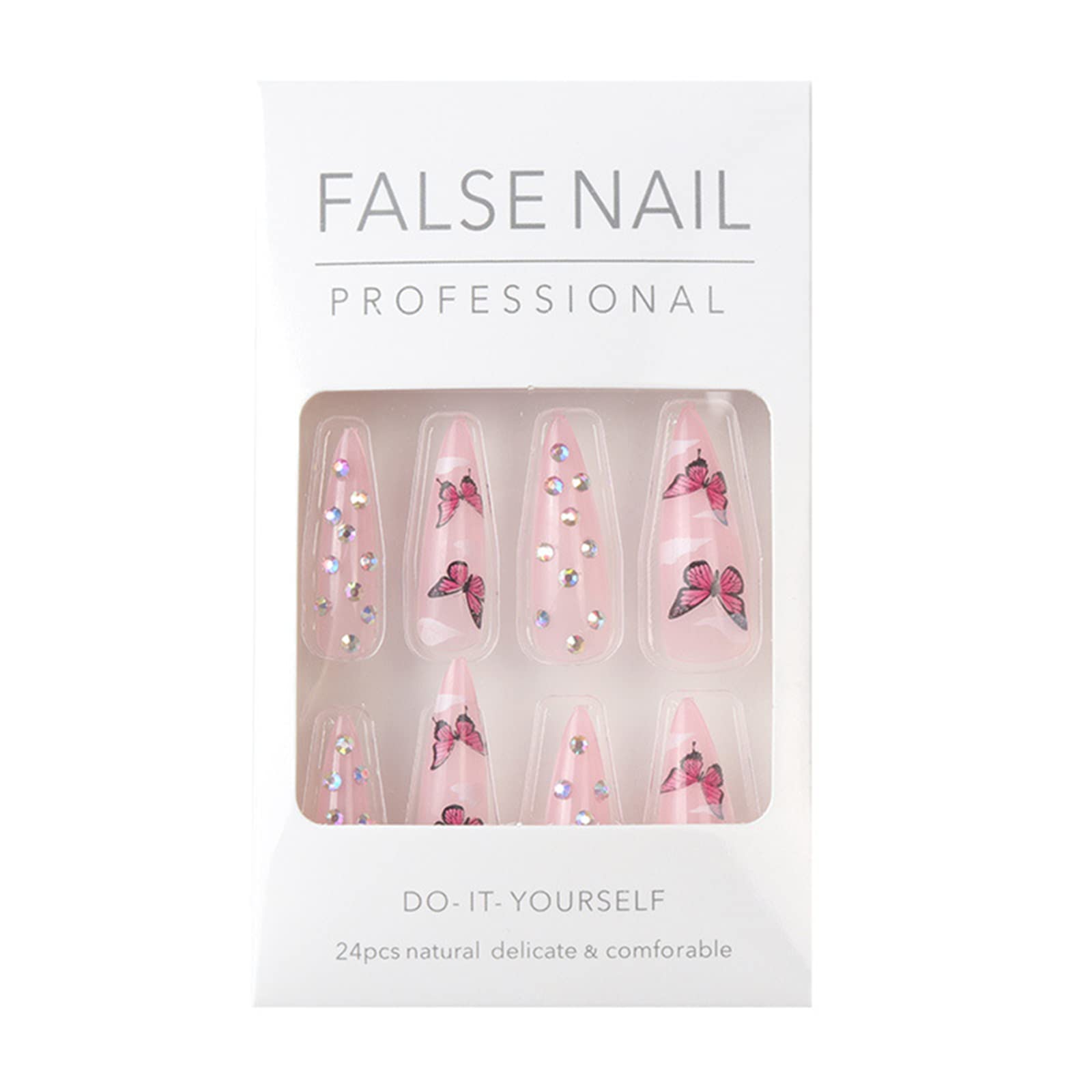 Unghie Finte Lunga Copertura Completa Colla Inclusa Stampa Leopardo Pressa sulle Unghie 24 Pezzi Nail Art Tip con Scatola per Saloni di Bellezza e Nail Art Fai da Te per Donne